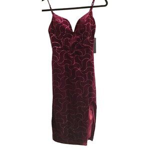 CITY STUDIO- SEXY SIDE SLIT STRAPED FULLY LINED WOMENS DRESS SIZE X-SMALL-NWT